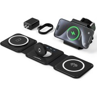 UCOMX 3 in 1 Wireless Charging Station for Multple Devices,Foldable, Travel,Nano for iPhone16 15 14 13 12 Pro Max/Watch 10 9 8 7 6 5 4 3 Ultra/AirPod Pro